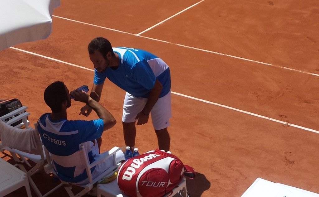Adult tennis players during a training session