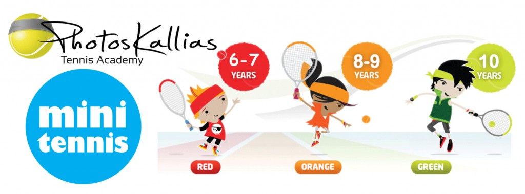 Children playing mini tennis with coach